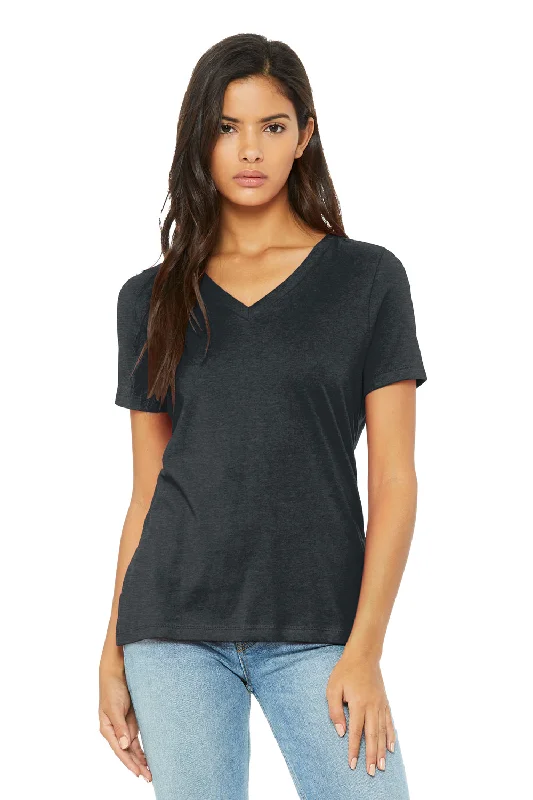 Women’s thermal tops for added warmth -Bella + Canvas Womens CVC Short Sleeve V-Neck T-Shirt - Heather Dark Grey