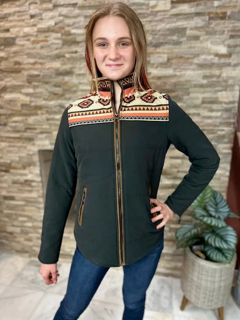 Women’s bomber coats for sporty look -Aztec Puffer Jacket- EF18411A