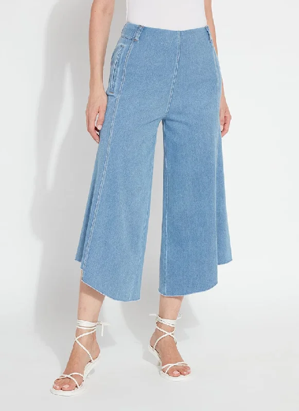 Women’s wool blend trousers for winter warmth -Echo Denim Culottes (23" Inseam)