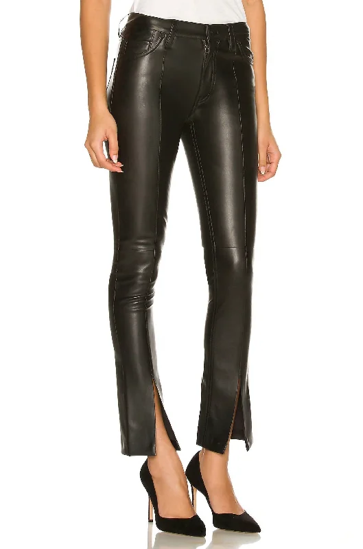 Women’s cargo leggings for casual comfort -Barbara High Waist Straight Ankle Splice In Black