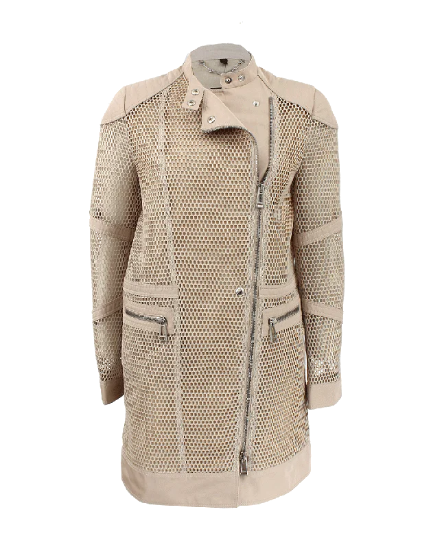 Women’s tailored coats for refined look -Techno Mesh Perforated Coat