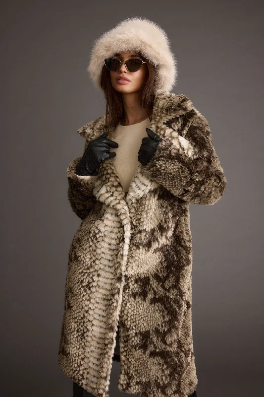 Women’s faux fur jackets for luxurious warmth -Vivienne Grey Snake Faux Fur Jacket