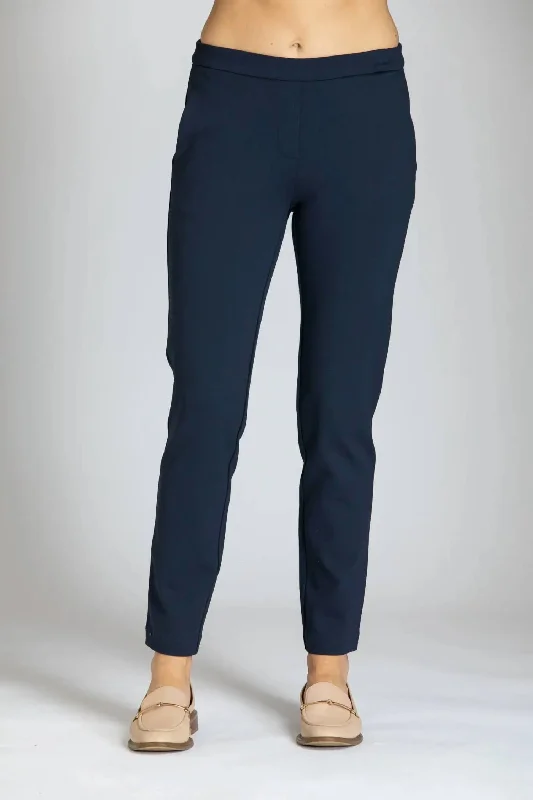 Women’s flare trousers for retro chic -Pull On Ponte Trousers In Navy