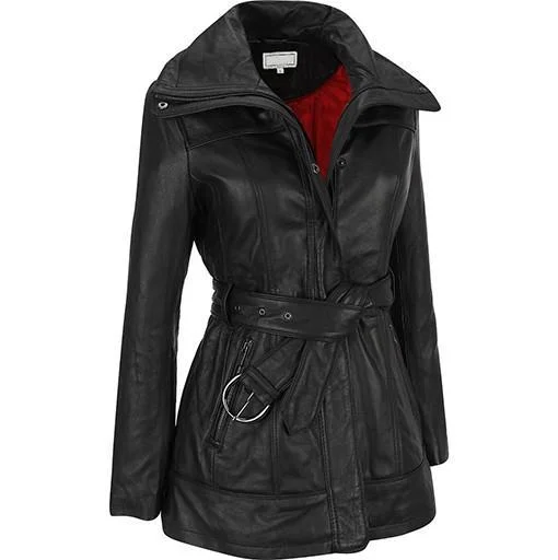 Women’s cape coats for dramatic flair -Super Designer Women Real Leather Coats