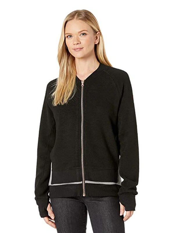 Women’s ribbed jackets for textured style -Women's Colorblocked Jacket,Black/Grey