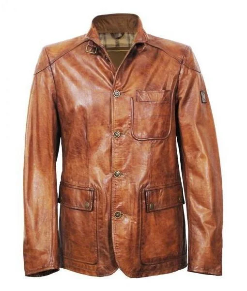 Women’s denim jackets for casual outfits -Super Brownie Men Real Leather Coats