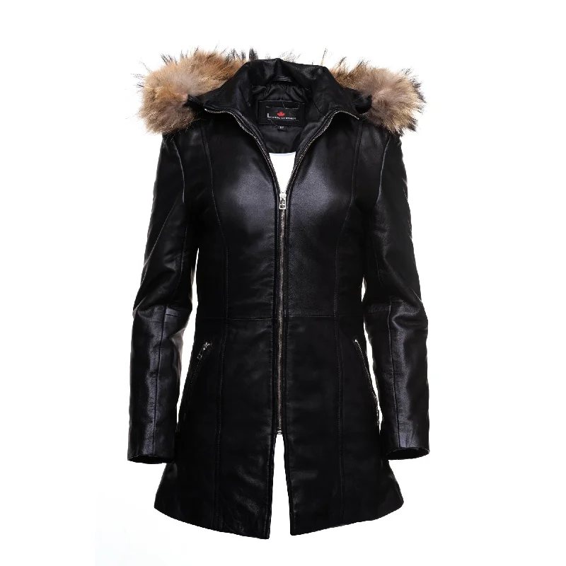 Women’s wool-blend coats for everyday wear -Jazmyn's long Winter coat with real fox fur hoodie