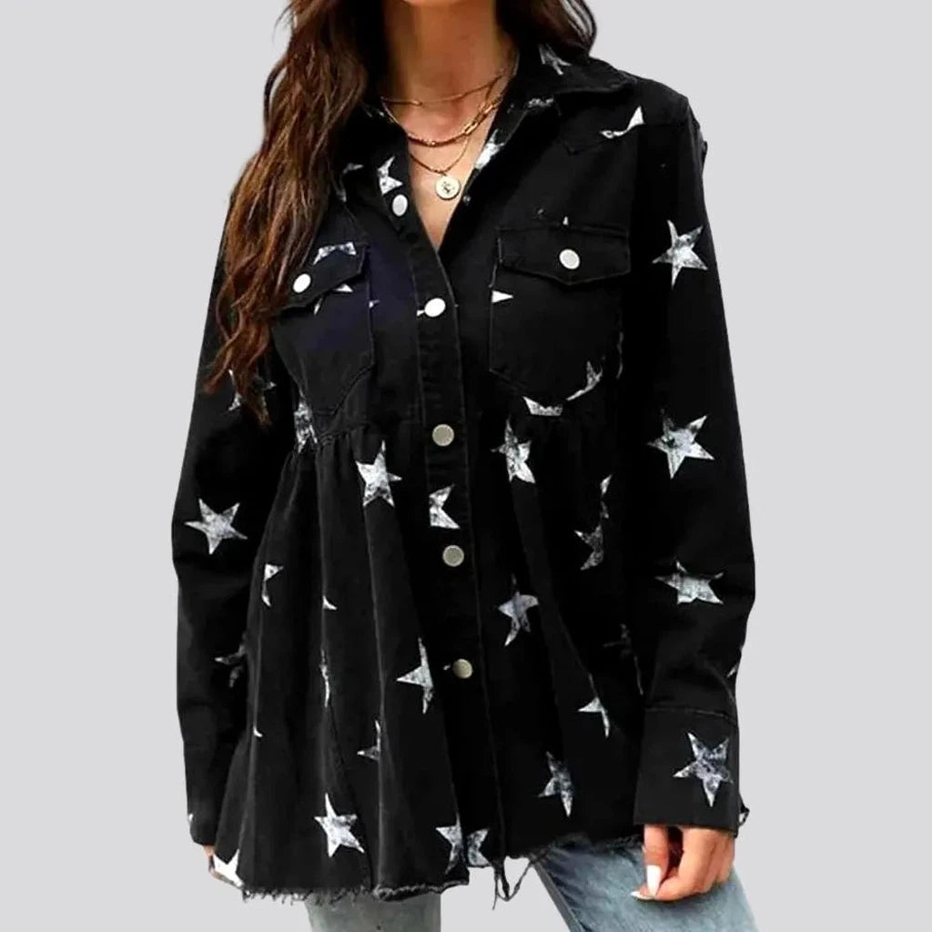 Women’s kimono jackets for flowy elegance -Shirt-like denim jacket
 for women