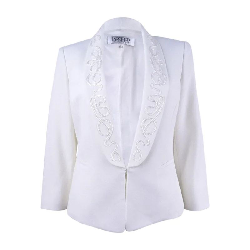 Women’s pleated coats for vintage-inspired style -Kasper Women's Embroidered Kiss Blazer