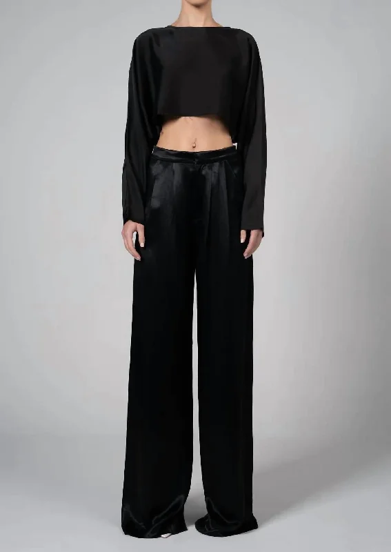 Women’s satin pants for evening elegance -Paris Pant In Black