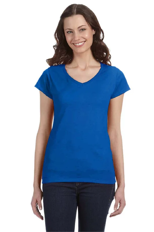 Women’s asymmetric tops for modern silhouette -Gildan Womens Softstyle Short Sleeve V-Neck T-Shirt - Royal Blue