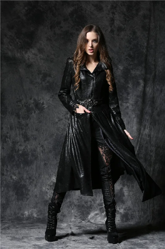 Women’s zip-up rain jackets for rainy days -Gothique asymmetric bouffancy robe jacket with ghost belt JW093