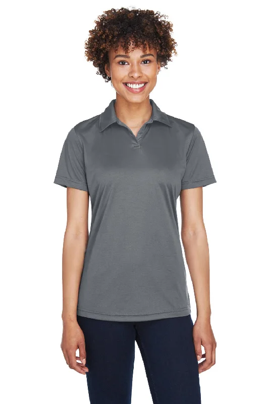 Women’s casual blouse tops for relaxed vibe -UltraClub Womens Cool & Dry Performance Moisture Wicking Short Sleeve Polo Shirt - Charcoal Grey