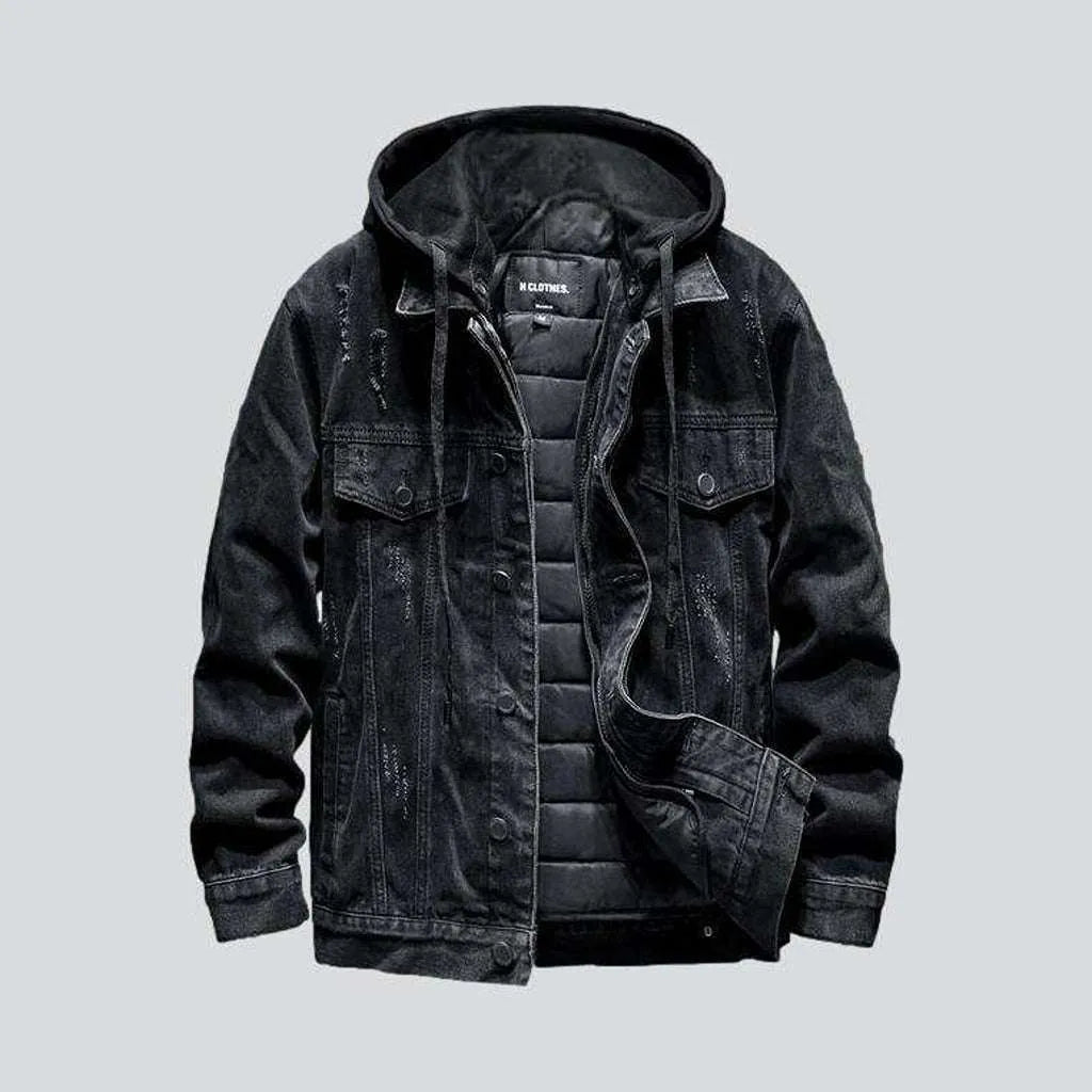 Women’s puffer vests for winter layering -Hooded street jean jacket
 for men