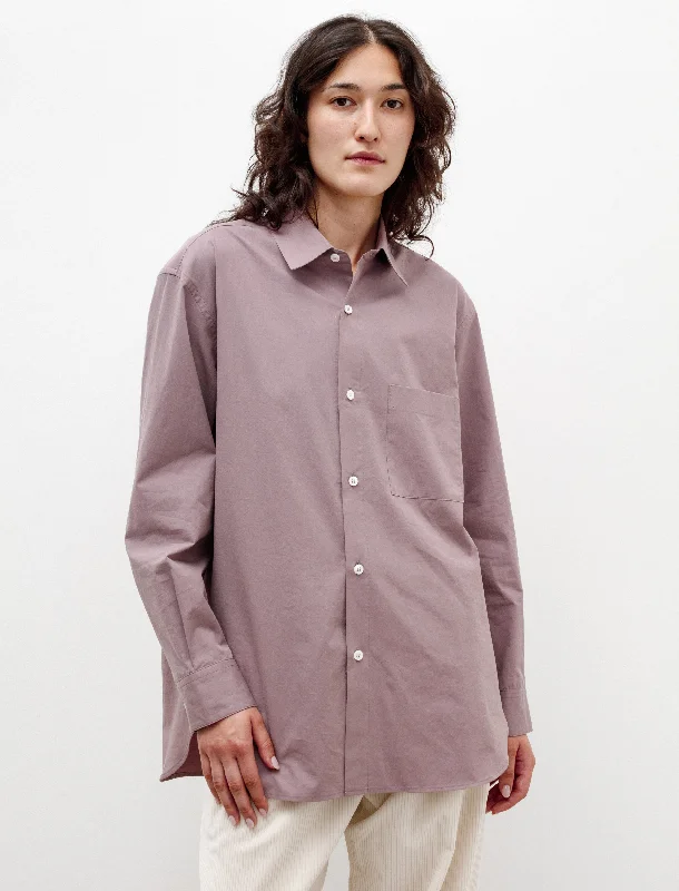 Women’s button-up blouse tops for chic office look -Oversized Classic Collar Shirt Mauve