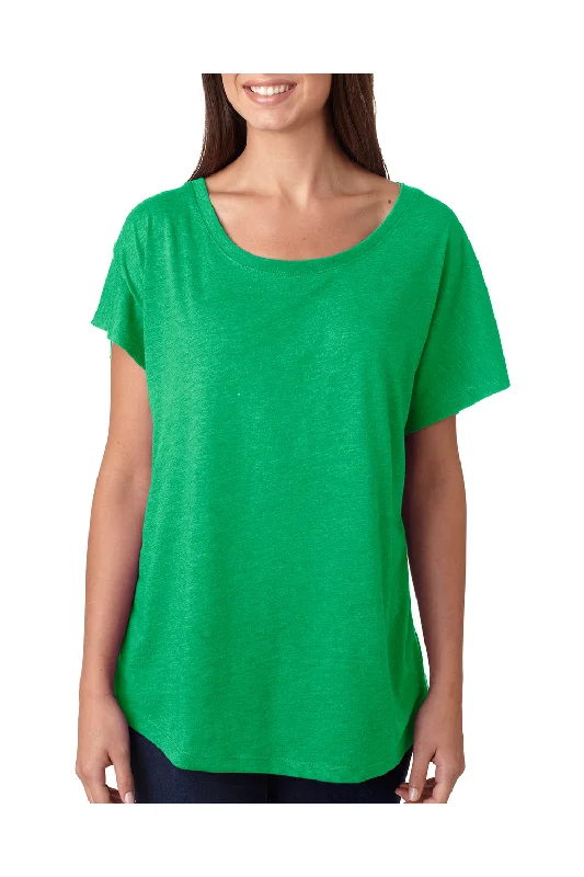 Women’s velvet tops for elegant texture -Next Level Womens Dolman Jersey Short Sleeve Scoop Neck T-Shirt - Envy Green - Closeout