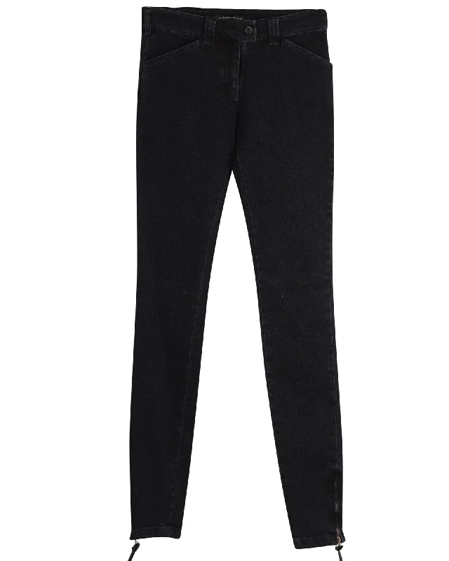 Women’s corduroy shorts for fall style -Balenciaga Stonewashed Slim-Fit Jeans in Black Cotton Denim