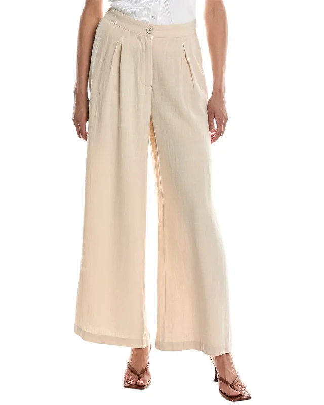 Women’s zip-up pants for easy wear -LUXE ALWAYS Linen-Blend Pant