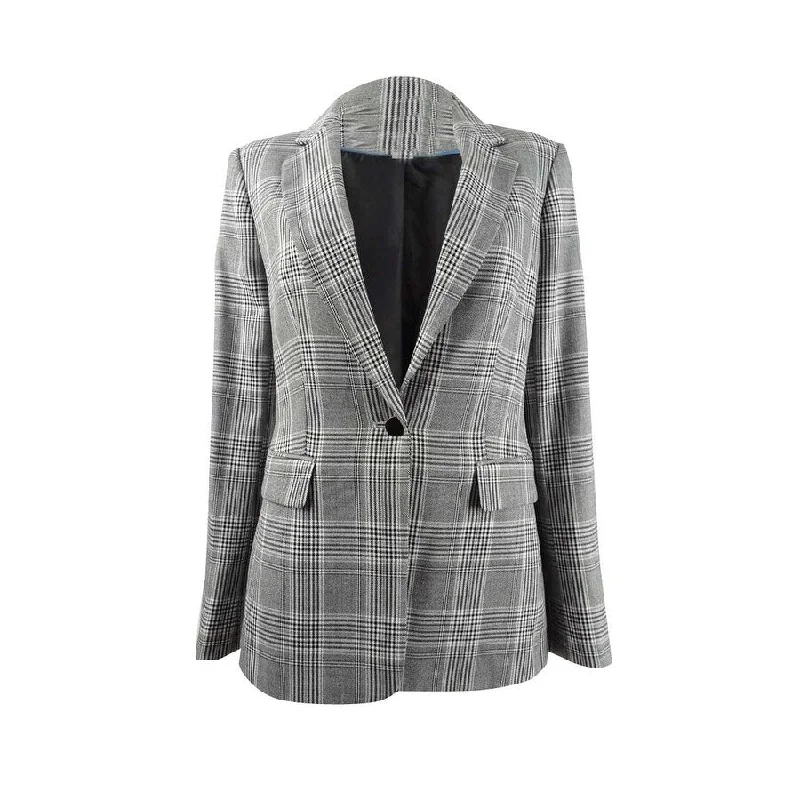 Women’s casual coats for weekend vibes -Calvin Klein Women's Plaid One-Button Blazer