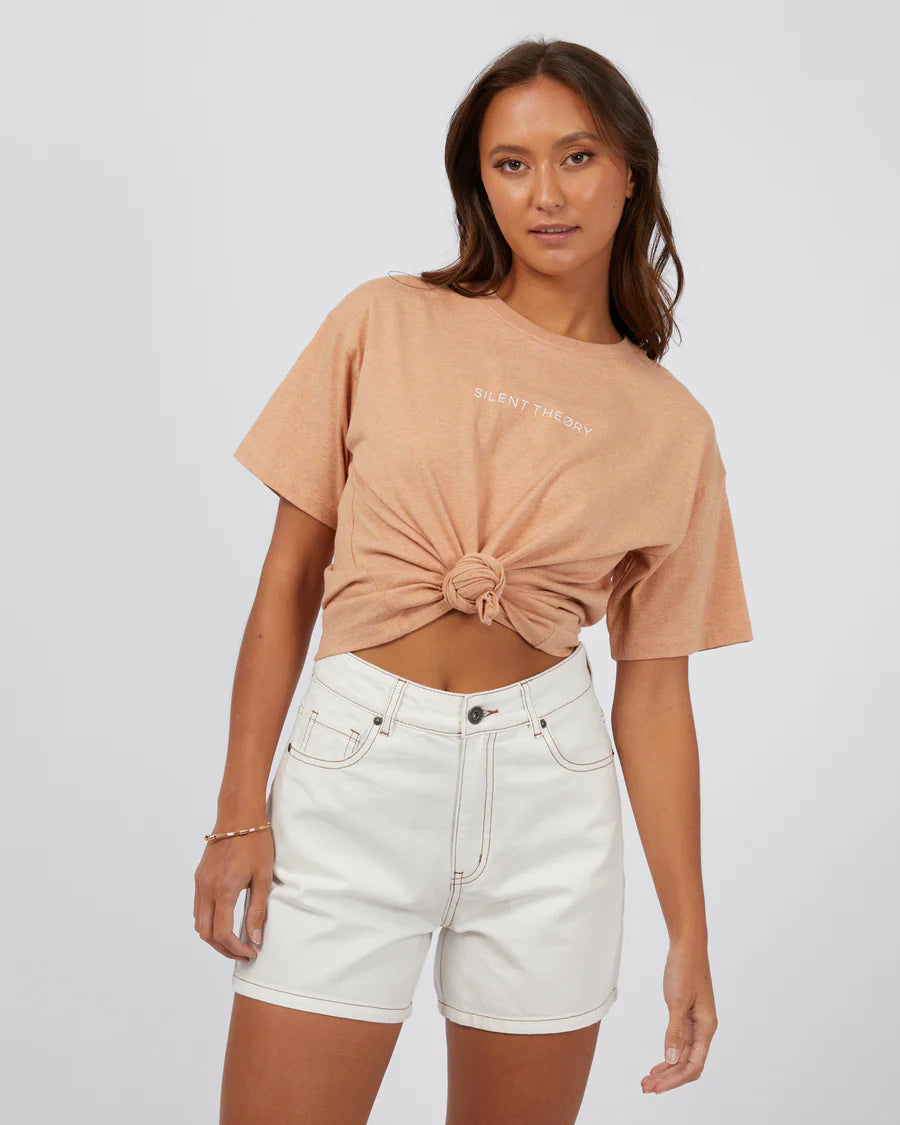 Women’s kimono tops for elegant drape -SILENT THEORY LOGO TEE - PEACH