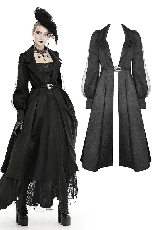 Women’s oversized jackets for relaxed fit -Women's lapel open front long cardigan gothic coat JW216