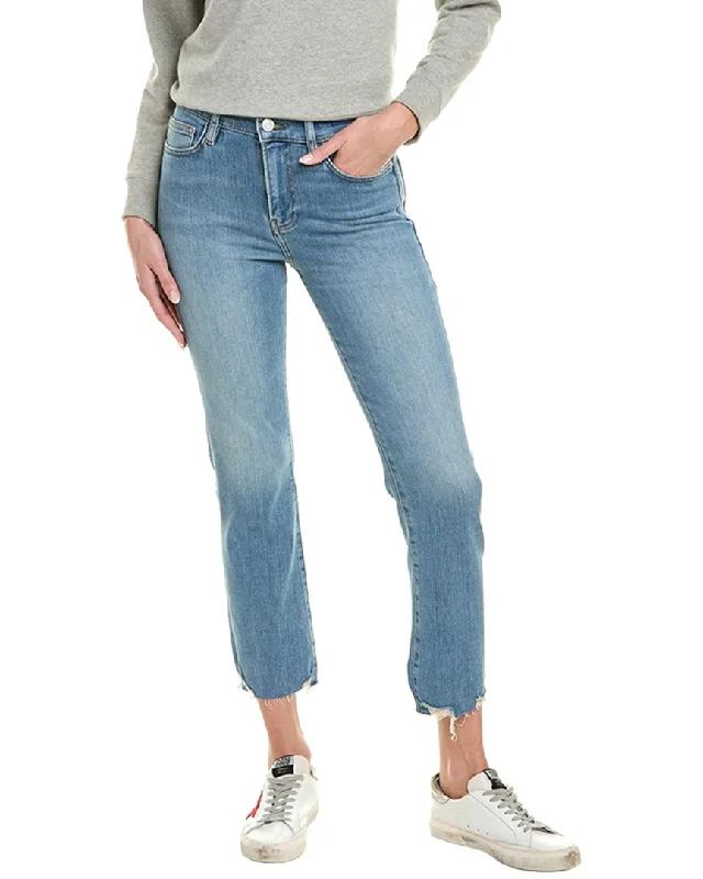 Women’s ripped jeans for edgy look -FRAME Denim Le High Wavey Moon Straight Jean