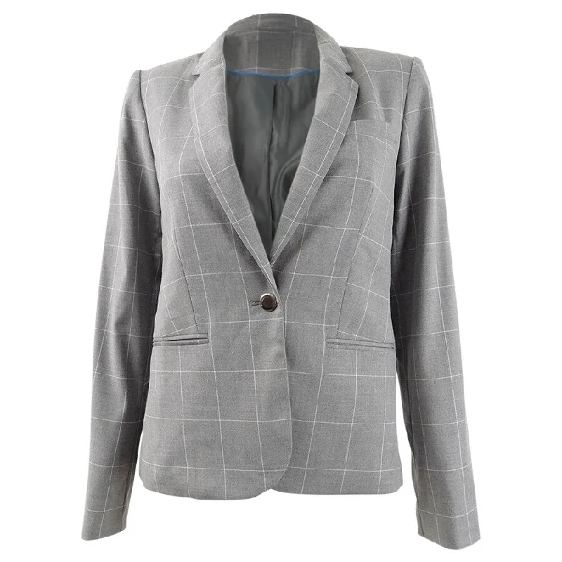 Women’s sporty jackets for active lifestyle -Calvin Klein Women's Windowpane-Print Blazer