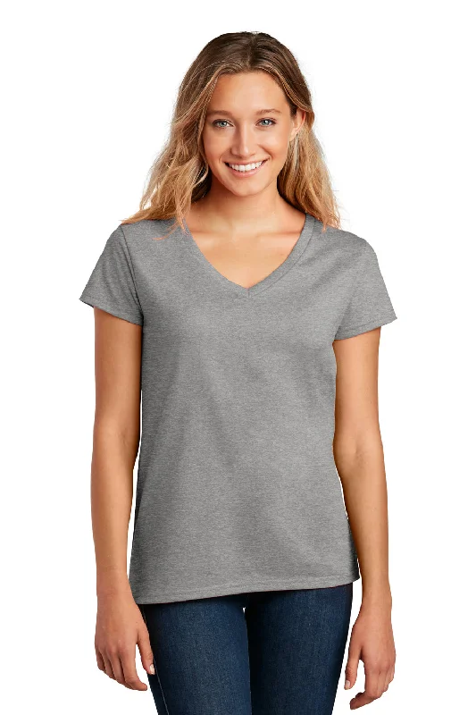 Women’s athletic tops for active wear -District Womens Re-Tee Short Sleeve V-Neck T-Shirt - Heather Light Grey