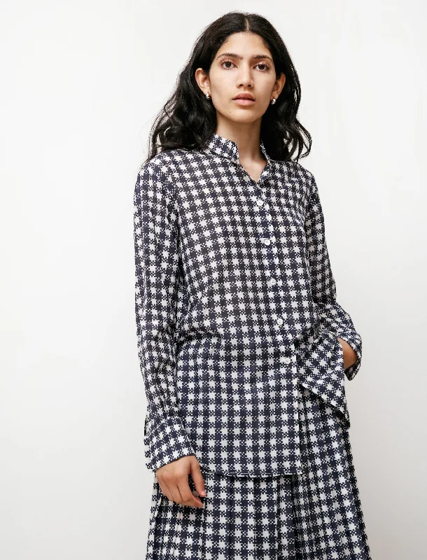 Women’s cotton button-up tops for everyday wear -Oversize Shirt Blue Check