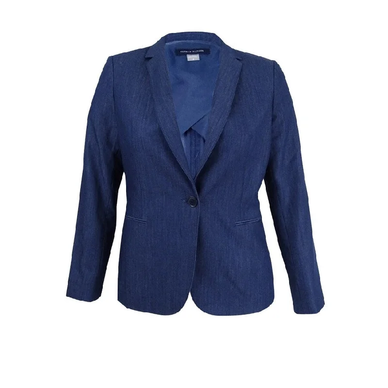 Women’s classic blazers for office fashion -Tommy Hilfiger Women's Denim Blazer (4, Light Wash Denim)