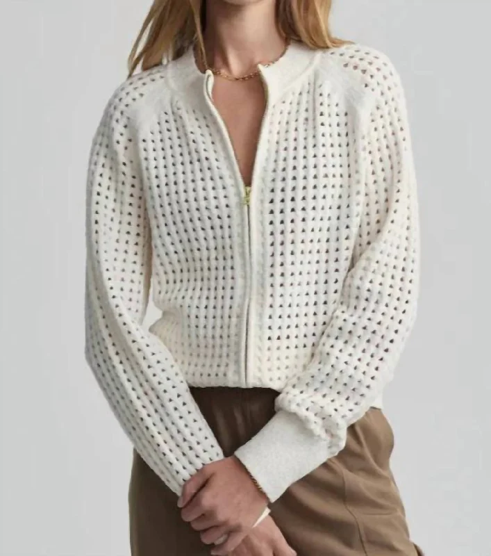 Women’s sporty jackets for active lifestyle -Marta Boucle Knit Jacket In Coconut Milk