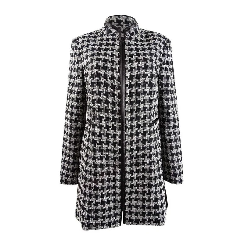 Women’s down jackets for lightweight warmth -Kasper Women's Houndstooth Printed Topper Jacket