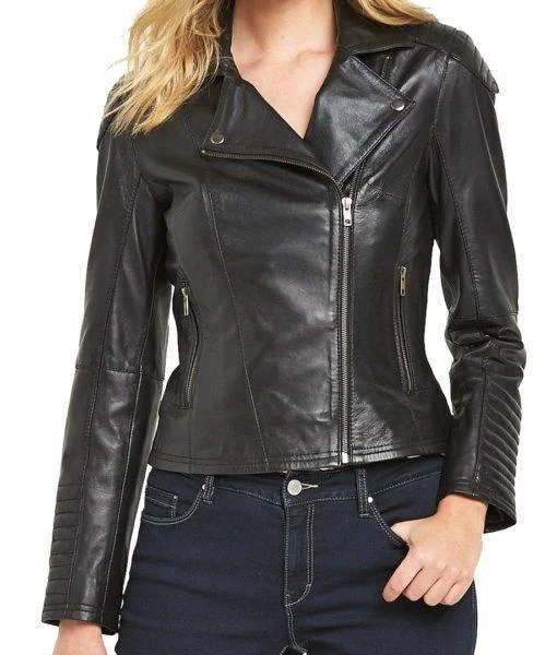 Women’s winter coats for cold weather protection -Women Biker Real Leather Jackets: Venson