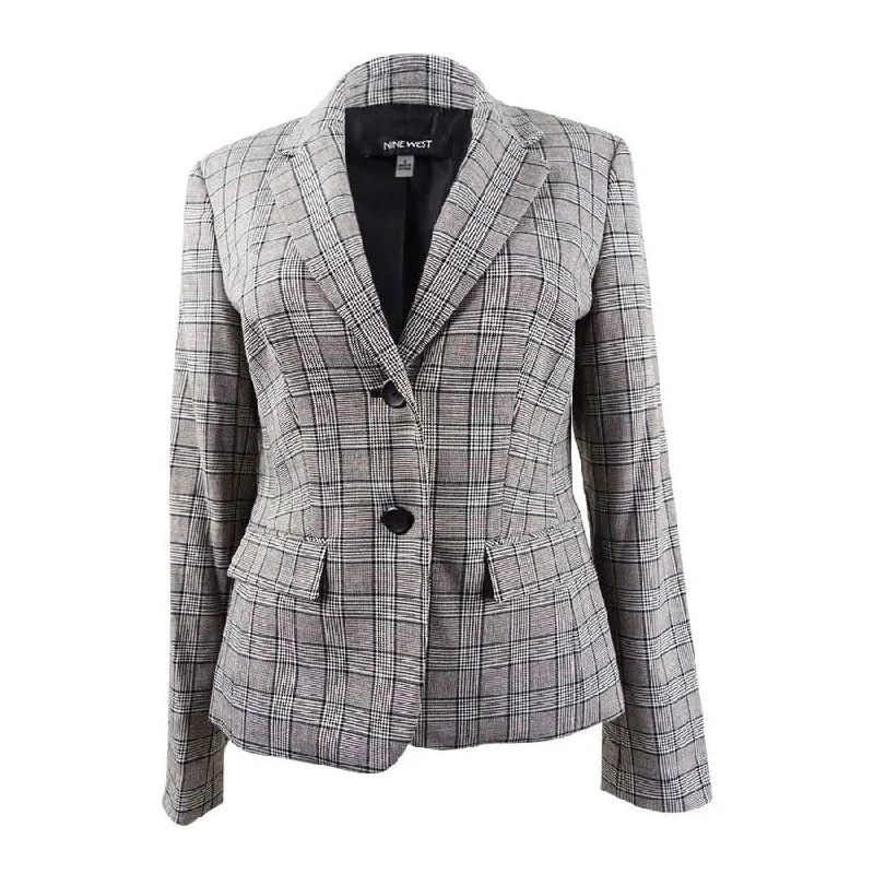 Women’s checkered coats for stylish patterns -Nine West Women's Two-Button Plaid Jacket