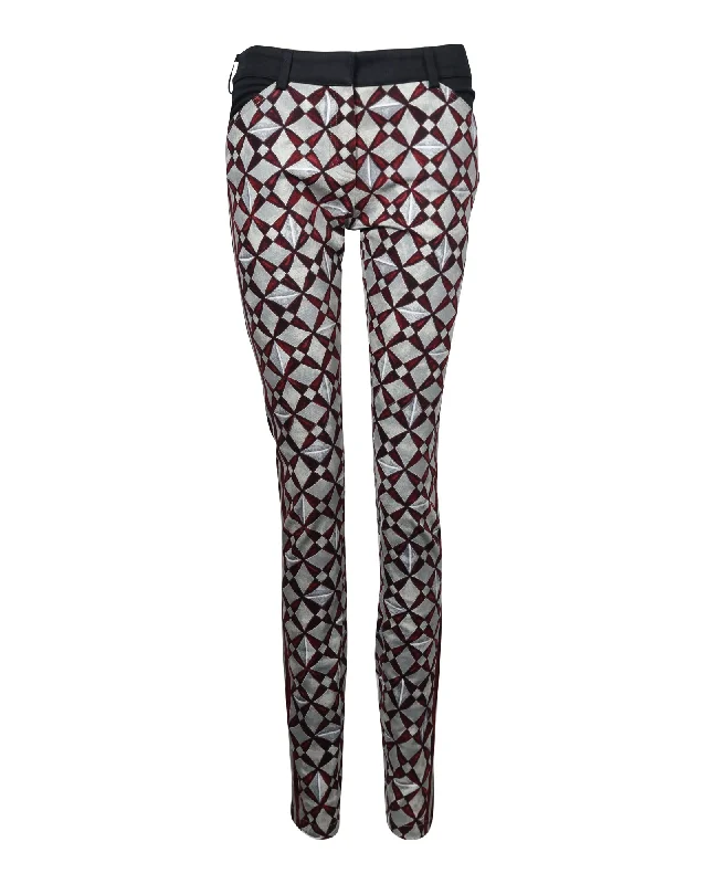 Women’s straight-leg khakis for classic style -Balenciaga Geometric Printed Pants in Grey Cotton