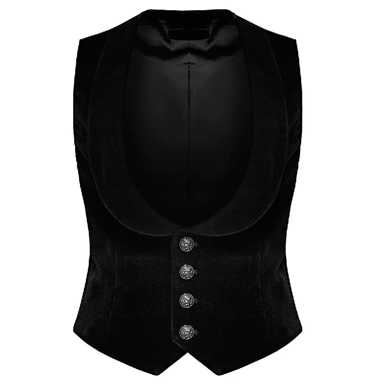 Women’s casual outerwear for everyday fashion -Men Gothic Velvet Vest Steampunk Black Wasit Coat VTG