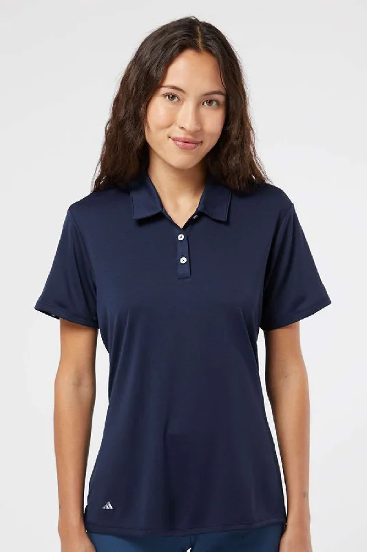 Women’s button-up blouse tops for chic office look -Adidas Womens Performance UPF 50+ Short Sleeve Polo Shirt - Navy Blue