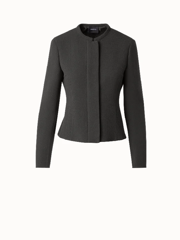 Women’s wool coats for layering in cold weather -Short Tailored Jacket in Wool Double-Face