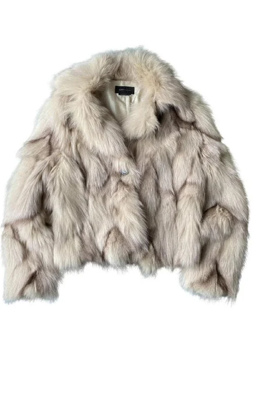 Women’s faux shearling jackets for winter warmth -White Fox Coat