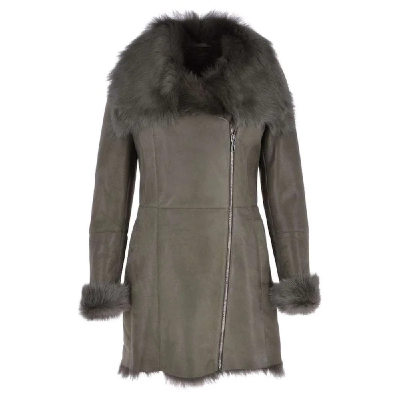 Women’s trench coats for classic fashion -Women's Toscana Leather Shearling Coat Real Leather Fur Coat