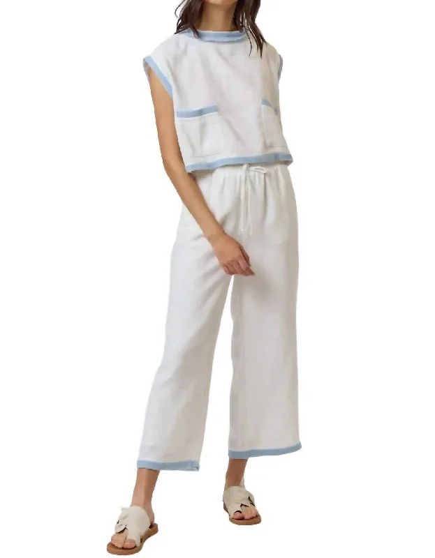 Women’s velvet pants for luxurious feel -Liza Pants In Ivory/sky