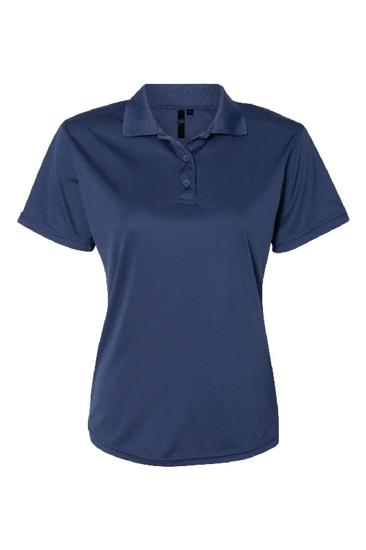 Women’s relaxed fit tops for comfortable wear -Sierra Pacific Womens Moisture Wicking Short Sleeve Polo Shirt - Navy Blue