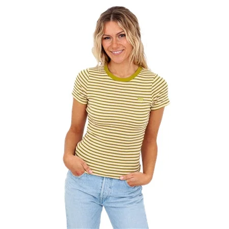 Women’s crochet lace tops for delicate design -Levi's SS Rib Baby Tee Coriander Stripe Camping