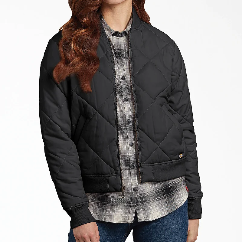 Women’s lace-up jackets for edgy details -Women's Dickies Quilted Bomber Jacket