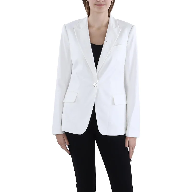 Women’s long wool coats for winter warmth -Womens Linen Blend Suit Separate One-Button Blazer