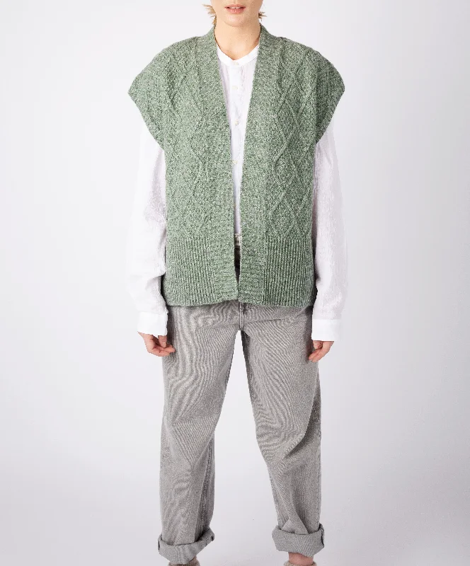 Women’s fleece tops for casual warmth -Nettle' Diamond Pattern Vest Apple