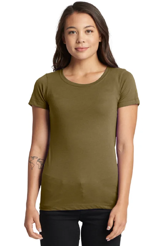 Women’s oversized hoodie tops for comfy wear -Next Level Womens Ideal Jersey Short Sleeve Crewneck T-Shirt - Military Green