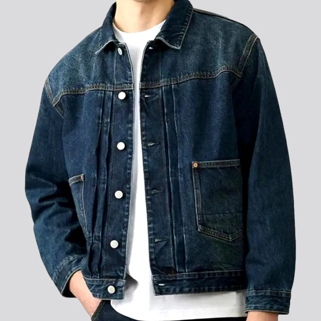 Women’s bomber-style jackets for trendy flair -Heavyweight self-edge jeans jacket for men