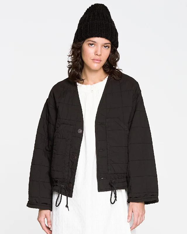 Women’s striped jackets for bold pattern -G.o.D Reactor Jacket Cotton Quilt Black