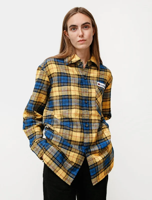 Women’s knit tops for comfortable wear -Flannel Face Yellow Black